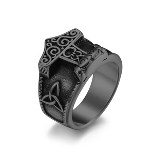 Thor's Hammer <b>Titanium</b> Steel <b>Ring</b> Men's Viking Anchor Design Jewelry Gift - Product Image 5