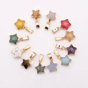 Charms Healing Gemstone Natural Stones Jewelry Jade Agate Crystal Quartz Interchangeable Star Pendants for DIY Jewelry Making