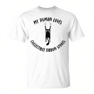 My Human Loves Collectible Christmas Ribbon Spools Cat Parent Hobby Tank Top T-Shirt - Product Image 2