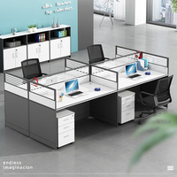 Table d'ordinateur de bureau en PVC de style commercial minimaliste moderne avec chaise, combinaison barre de travail et étagère de rangement intégrée