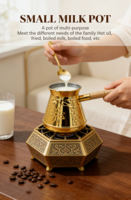 Set Panci Kopi Turki Mewah dari Baja Tahan Karat dengan Gagang Maroko dan Pemanas Kopi untuk Penggunaan Teh