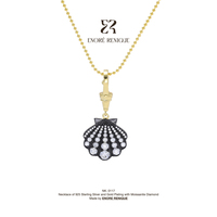 Pendentif vintage en or noir et moissanite VVS, argent sterling 925 plaqué or 18 carats, bijoux fins pour femmes, luxe