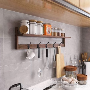 Wooden coat rack for entryway, <b>wall</b>-<b>mounted</b> storage rack for living room, wooden <b>shelf</b> for bathroom and bedroom. - Product Image 1