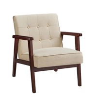 Fauteuil Moderne en Bois Massif, Style Rétro, en Cuir Capitonnée, pour Salon, avec Housse Amovible, Meuble de Maison – Vente en Gros
