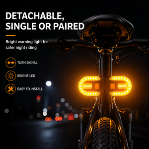 Feu arrière de vélo sans fil rechargeable par USB avec clignotants, 5 modes, étanche, LED, feu d'avertissement arrière pour vélo - Product Image 4
