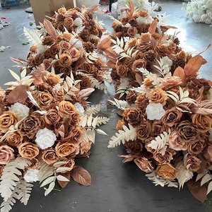 Bola <span class=keywords><strong>de</strong></span> <span class=keywords><strong>Flores</strong></span> Artificiales <span class=keywords><strong>de</strong></span> Seda Naranja Otoñal para Bodas y Fiestas, Ecológica y Realista, EG-FB-AT07 - Product Image 1