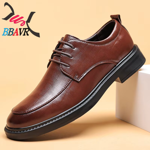 Nouvelles Chaussures Décontractées Noires en PU pour Hommes, Style Britannique, Respirantes, Durables, à Lacets, Semelle en Caoutchouc Souple, Idéales pour l'Été 2026 - Product Image 1