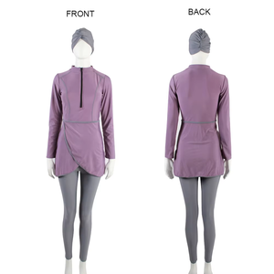 Servicio OEM Personalizado, Traje de Baño Musulmán, Burkini Islámico para Mujer, Spandex/Poliéster, Impermeable, Secado Rápido, Anti-UV, Conjunto de <span class=keywords><strong>3</strong></span> Piezas - Product Image 4