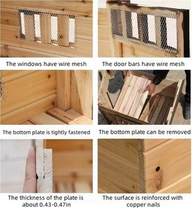 Modern House Pine Wood Medium Dog Kennel Outdoor Pet Door Window with Cover Waterproof for <b>Cats</b> and Dogs All Seasons - Product Image 2