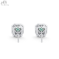 Bijoux vintage de haute qualité en pierres précieuses, or blanc massif 18 carats, émeraude naturelle, diamant taille marquise, boucles d'oreilles clous, fiançailles, mariage