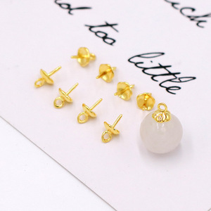 หมุดฟอยล์ทองแดงชุบทอง18K กระดุมกลีบดอกสำหรับทำเครื่องประดับ DIY - Product Image 2
