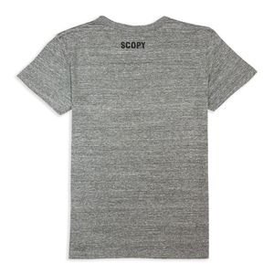 T-shirt Scopy da uomo e da donna a maniche corte grigio melange con stampa gatto - Promozionale - Product Image 1