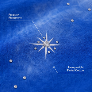 Conjunto de Sudadera con Capucha Azul Extra Grande RAMAX, 480GSM, Algodón French Terry, Estampado de Diamantes de Imitación, Unisex, Ropa Casual de Otoño - Product Image 2