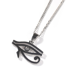 Frete grátis jóias 18k banhado a ouro gemstone colar olho de horus pingente banhado a prata hip hop <span class=keywords><strong>mens</strong></span> pingente - Product Image 2