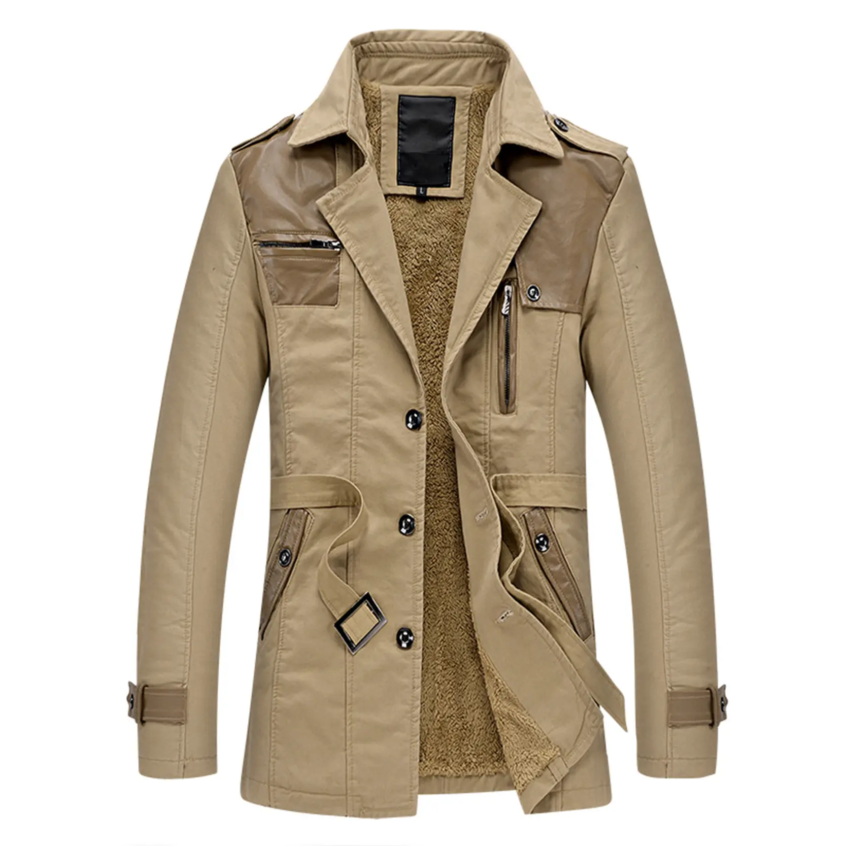 New Men Fashion Jacket Coat Winter Men's Casual Overcoat Jacket Solid Color Trench Coat