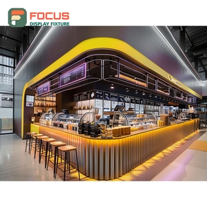 Mostrador de Servicio Personalizado para Cafetería, Acabado en Madera Laminada, Área de Exhibición de Botellas de Sirope, Mostrador de Servicio para Tienda - Product Image 3