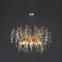 Lustre suspendu décoratif en cristal ovale en forme de branche d'arbre, design créatif en aluminium LED pour hôtel, hall d'entrée, restaurant