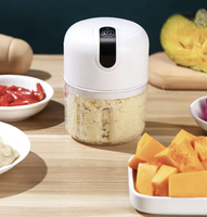 Mini picadora de ajo eléctrica, procesador de alimentos inalámbrico portátil con cuchillas de acero inoxidable, trituradora de ajo recargable por USB