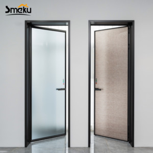 Elegante Porta Interna a Battente in Alluminio con Vetro Satinato Insonorizzato e Ferramenta Resistente per Hotel - Product Image 2