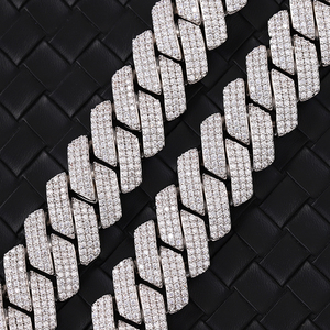 Modeketting 20mm breed, zware Cuban chain van sterling zilver, belegd met moissanite, voor heren - Product Image 6