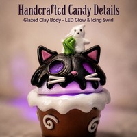 Figurine de cupcake d'Halloween personnalisée avec lumière LED, en pâte à modeler, décoration de table effrayante