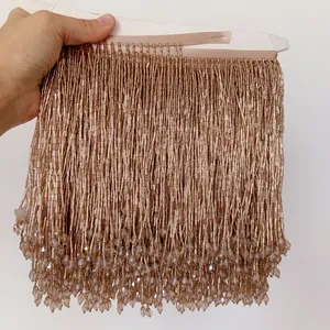 15Cm Naakt Kleur Kristal Kralen Fringe Haute Couture Kristal Kralen Fringe Tassel