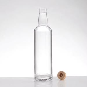 Petites bouteilles rondes en verre flint pour boissons alcoolisées et jus, avec logo personnalisé et boîte - Product Image 2