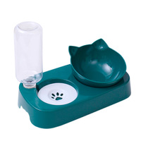 Distributeur d'eau automatique pour chats et chiens à double bol, conception 2-en-1, anti-renversement, en plastique, avec support cervical sécurisé pour animaux