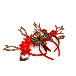 Nouvelles décorations de Noël : Bandeau à nœuds et bois de cerf pour adultes et enfants, avec bande de lettres colorée, accessoires photo pour déguisement - Product Image 2