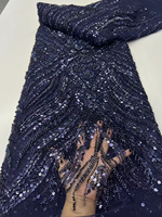 NI.AI Nouveau style Tissu en dentelle à sequins géométriques brodés, entièrement recouvert de sequins, tissu en dentelle perlée courte avec sequins