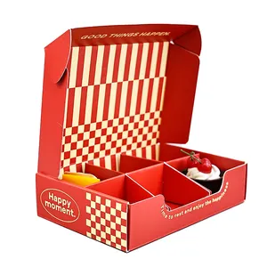 Wholesale Custom Eco Friendly Red Cardboard Rigid Dessert Mini Macaron Box With Dividers And Flip Top