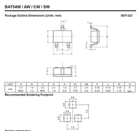 Diode à barrière Schottky BAT54SW SOT-323 30V 0.2A 1V 0.2W 100% Originale et Code de Lot Traçable