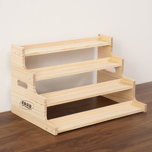Estante de Almacenamiento de Madera Maciza de 2 Niveles, Color Natural, Organizador Independiente para Exhibición de Joyas y Perfumes - Product Image 1