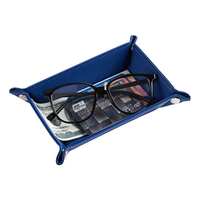 Plateau de rangement pliable personnalisé en cuir PU, organisateur de bureau portable pour clés, montres et lunettes, plateau de chevet pour entrée