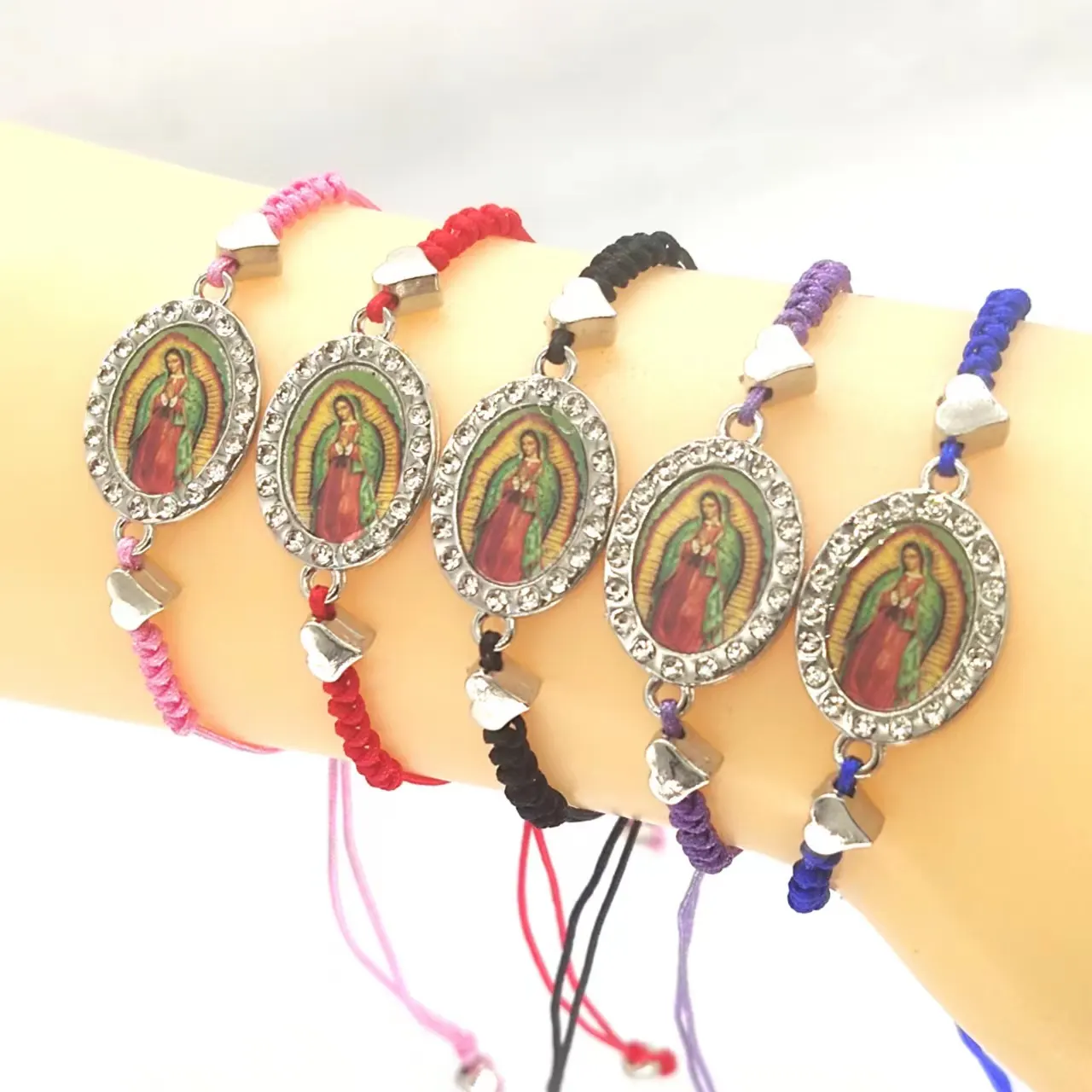 KDC876 wholesale latest handmade fancy religious virgin mary charm bracelets rope bracelet
