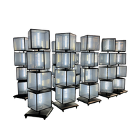 Boîte à lumière rotative en forme de cube, panneau de menu sur pied, panneau publicitaire LED en forme de cube, résistant aux intempéries, graphiques remplaçables, personnalisable