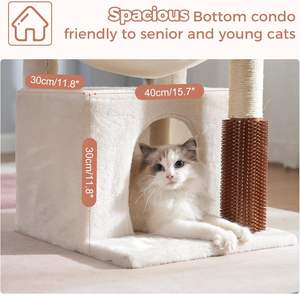 Multi-nível Simples Branco Plush <span class=keywords><strong>Cat</strong></span> Coçar Post <span class=keywords><strong>Cat</strong></span> Tree Tower com Sisal <span class=keywords><strong>Scratcher</strong></span> para Gato - Product Image 5