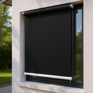 Outdoor Roller <b>Blind</b> 63x90.6 Black <b>Door</b> Window Cover Minimalist Design - Product Image 2
