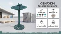 Bain d'oiseaux sur piédestal Verdigris KD Design pour petite boîte en résine résistante aux intempéries, compatible fontaine solaire, décoration de jardin