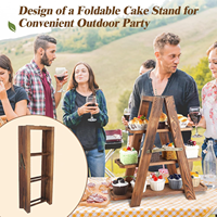 Support à cupcakes à 3 niveaux avec base en bois pivotante, support pliable à plusieurs niveaux en bois pour gâteaux