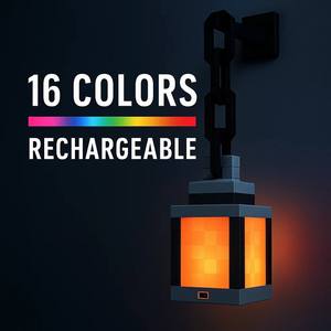 Lanterne à âme <span class=keywords><strong>Minecraft</strong></span> avec télécommande, <span class=keywords><strong>lampe</strong></span> LED rechargeable à 16 couleurs RVB pour la décoration de la chambre des joueurs - Product Image 2