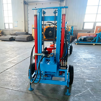 Machine de forage de puits d'eau diesel portable sur roues, 35 CV, double cylindre, 200 m de profondeur