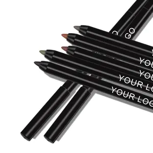 Vente en gros Crayon eye-liner noir en gel imperméable à l'eau Marque privée Maquillage personnalisé Stylo eye-liner végétalien mat et crémeux avec logo personnalisé