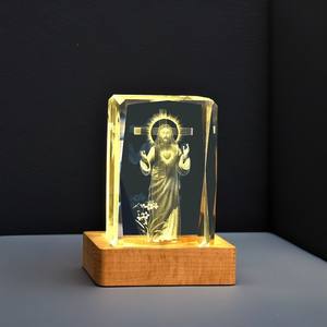 ハロウィン輝くギャラクシークリスタルボールナイトライトクリエイティブユニークなデスクトップ装飾卸売3Dレーザー彫刻仏像 - Product Image 1