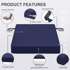 Customized Outdoor Waterproof Seat <b>Cushion</b> Square Thick Sponge Non Slip Chair <b>Pad</b> For Single Sofa - Product Image 3