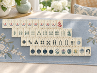 Ensemble de Mahjong Américain Premium 160 Tuiles, Tuiles en Ivoire Finies à la Main, Motifs Lune, Lapin, Joker, Vents Floraux, pour la Maison, les Clubs et les Cadeaux