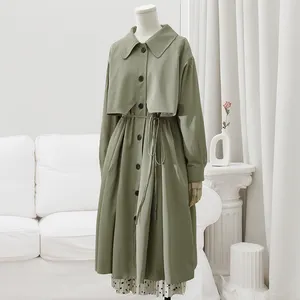 Boutique Wholesale 2023 Autumn New Korean Version Casual Style Mid Length Single Breasted Women's Trench Coat