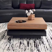 Ensemble de table basse en bois massif de style classique rétro, design moderne, table basse carrée pour salon