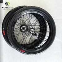 Jeu de roues Supermoto KOTORQ à jantes noires de 17 pouces pour Talaria MX3, jeu de jantes à rayons en aluminium, jantes argentées, amélioration pour la route, amélioration pour E-Moto