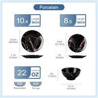 Nouvelle Arrivée Services de Table de Luxe Assiettes et Bols 12 Pièces Noir et Or Vaisselle Éclaboussures Dorées